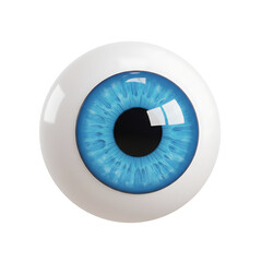 A blue human eyeball isolated on a transparent background