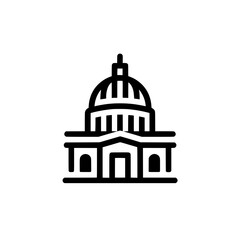 Government building icon resembling capitol dome representing politics, law and public administration