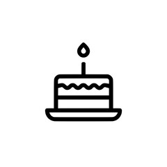 Simple birthday cake icon with single candle representing celebration, dessert, or special occasion