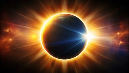 Obraz premium Solar eclipse with a radiant halo effect surrounding the dark disk , solar eclipse, celestial body, solar eclipse, celestial body