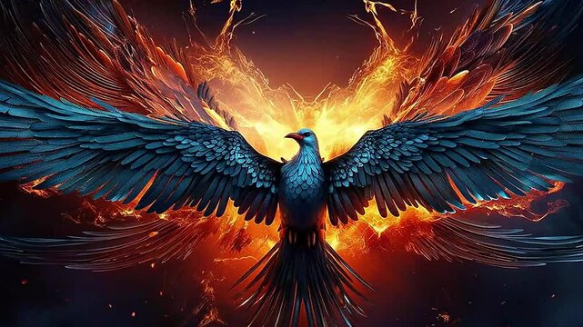 phoenix in Delfts Blauw realistis and slow,ai generative