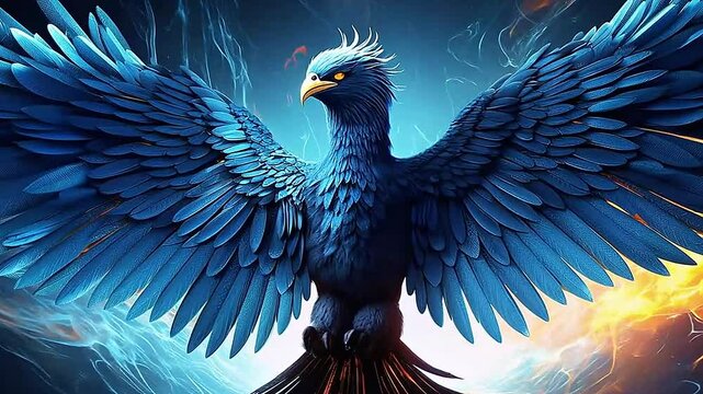 phoenix in Delfts Blauw realistis and slow,ai generative
