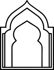 Islamic arch shape black outline vector and illustration, coloring book page