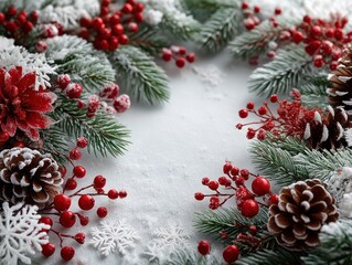 Festive Christmas border with snow