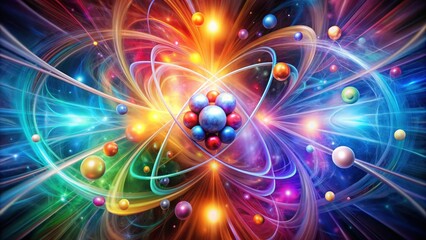 Obraz premium Swirling colors of energy and matter merge in a dynamic abstract fusion reaction background