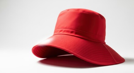 Stylish Red Bucket Hat Captured in Stunning Studio Lighting for Fashion and Accessories Photography