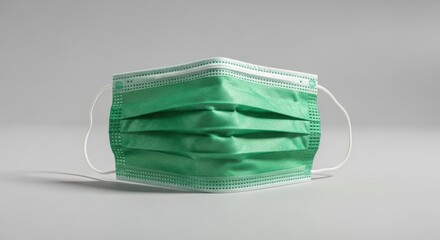 Stylish Green Surgical Mask Isolated on a Minimalist Background for Health and Safety