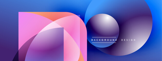 Abstract geometric shapes overlap. Vivid blue, purple, pink hues blend. Modern design element for backgrounds, presentations.