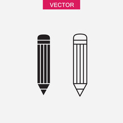 pencil icon isolated sign symbol vector , flat black illustration for web and app..eps