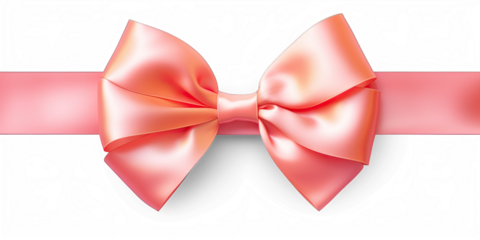 A pink bow with a pink ribbon on a transparent background