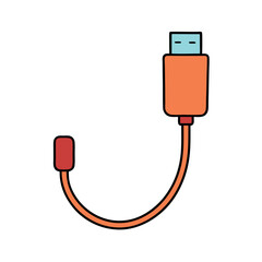 Charging cable for tech and electronics themed coloring book Line Art Vector Illustration