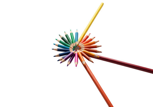 Isolated Transparent Background Colored Pencils Circle Arts Spectrum