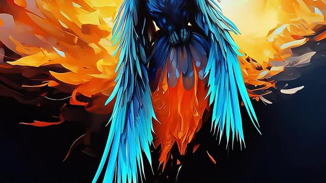 phoenix in Delfts Blauw realistis and slow,ai generative