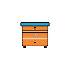 Tool chest drawer for garage workshop coloring book design Line Art Vector Illustration