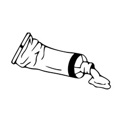 art paint tube with squeezed out paint