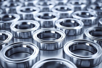 Manufacturing Process of Precision Bearings Factory Floor Product Photography Industrial Setting Close-up View