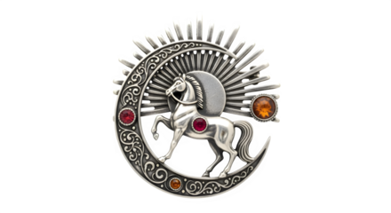 Horse moon sun silver brooch jewelry gift for her equestrian celestial style unique vintage inspired 100 on transparent background