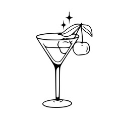 martini glass with cherry fruit design