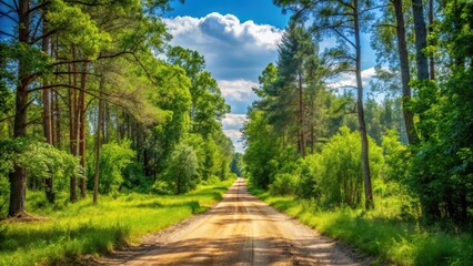 Fototapeta premium Rural dirt road with a dry rut in the center