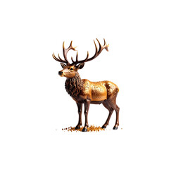 Illustration of a wild deer or reindeer, a mammal with antlers, isolated on a white background