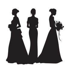 bride silhouette set, Black & White silhouette set