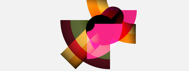 Fototapeta premium Abstract composition. Overlapping colorful shapes create dynamic visual interest. Pink dominates, contrasted by darker hues. Modern design.