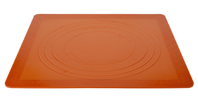 Orange Baking Mat with Circular Measurements.