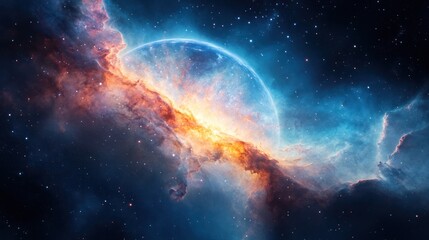 Fototapeta premium A stunning view of the cosmos showcasing vibrant nebulae and celestial bodies in deep space.