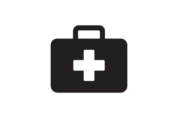 First Aid Kit Symbol icon silhouette vector with white background