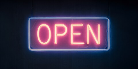 Retro diner open sign glowing at dusk capturing neon vibes in urban environment