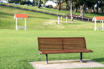 empty bench in the park at eastern beach Geelong