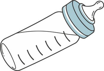 Cute Baby Bottle Illustration Design Featuring Infant Feeding Essentials. Creative Baby Bottle Illustration Design Highlighting Newborn and Care Themes. Modern Baby Bottle Illustration Design
