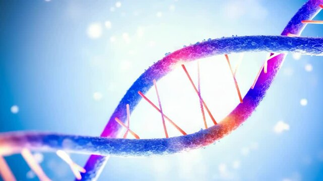 Dna molecule structure that is moving and rotating with anti aging genome editing concepts.Medical technology or biotechnology.