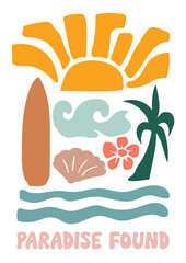 abstract art beach elements illustration