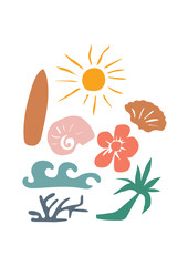 abstract art beach elements illustration