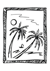 abstract art beach elements illustration