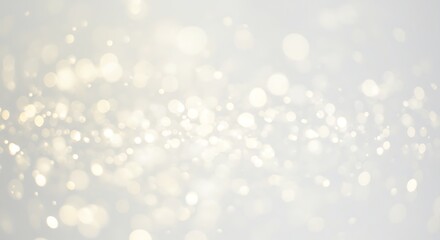 Sparkling Light Golden Bokeh Glowing on Soft White Background