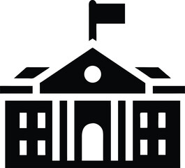 School building with flag