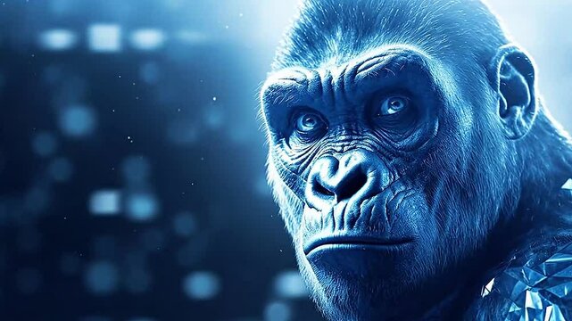 white gorilla in Delfts Blauw realistis and slow ,ai generative