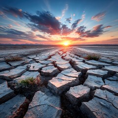 Dried earth sunset