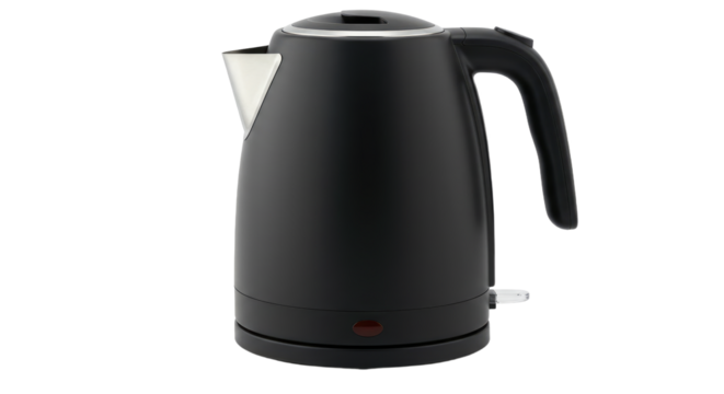 Sleek Black Electric Kettle with Stainless Steel Accents.
