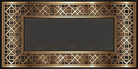 Obraz premium Geometric border frame seamless pattern with intricate shapes and lines in a metallic finish