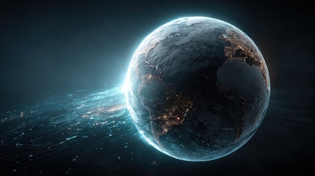 Earth with digital streams