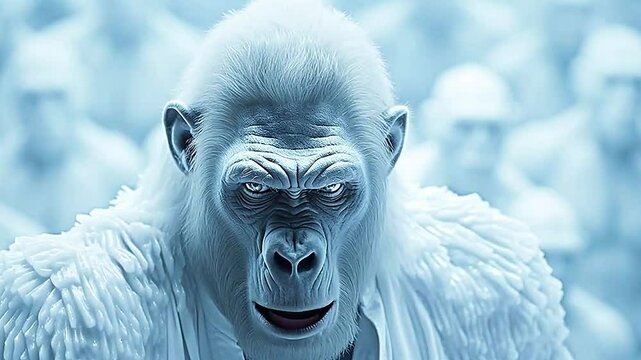 white gorilla in Delfts Blauw realistis and slow ,ai generative