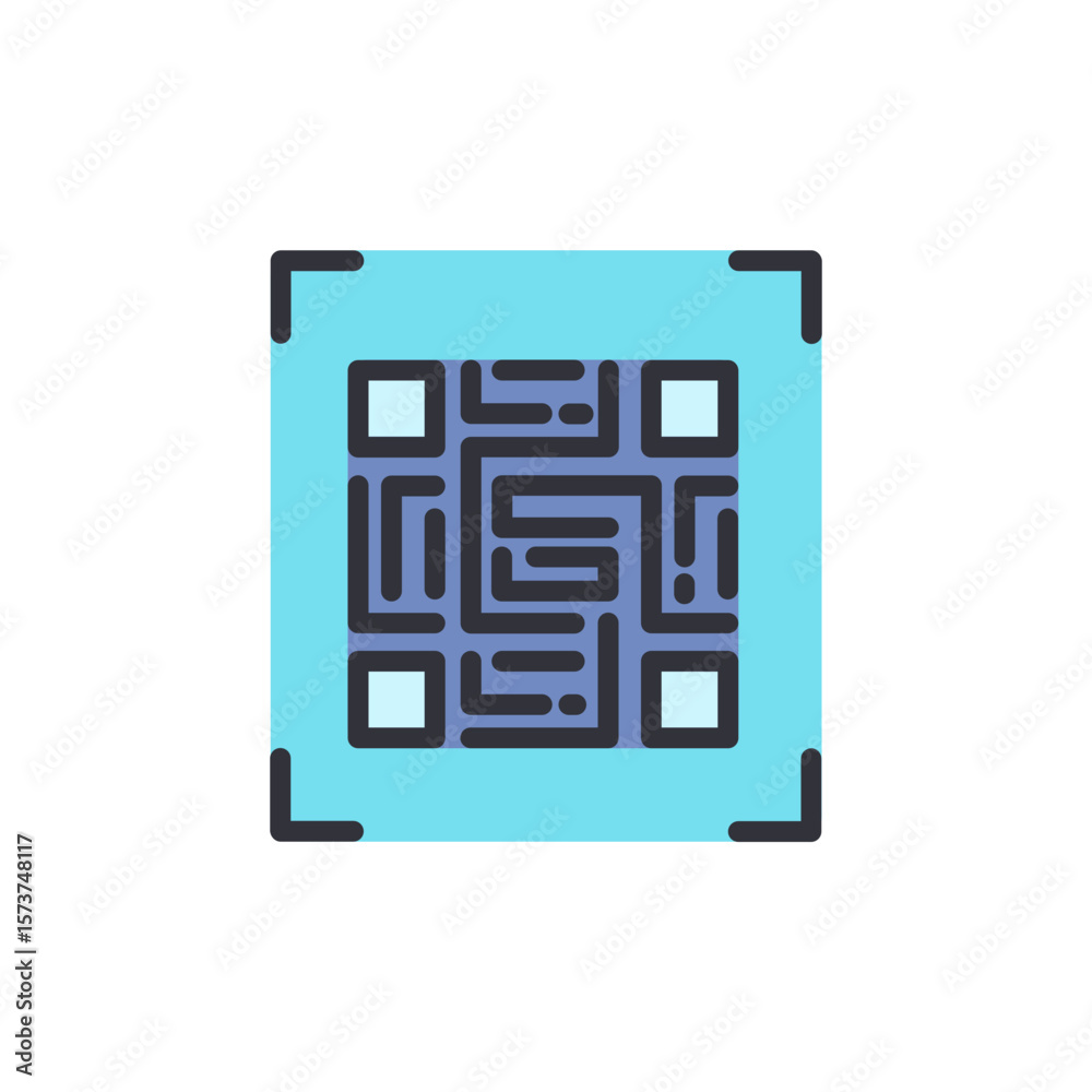 Poster digital identity representation of a scannable qr code design