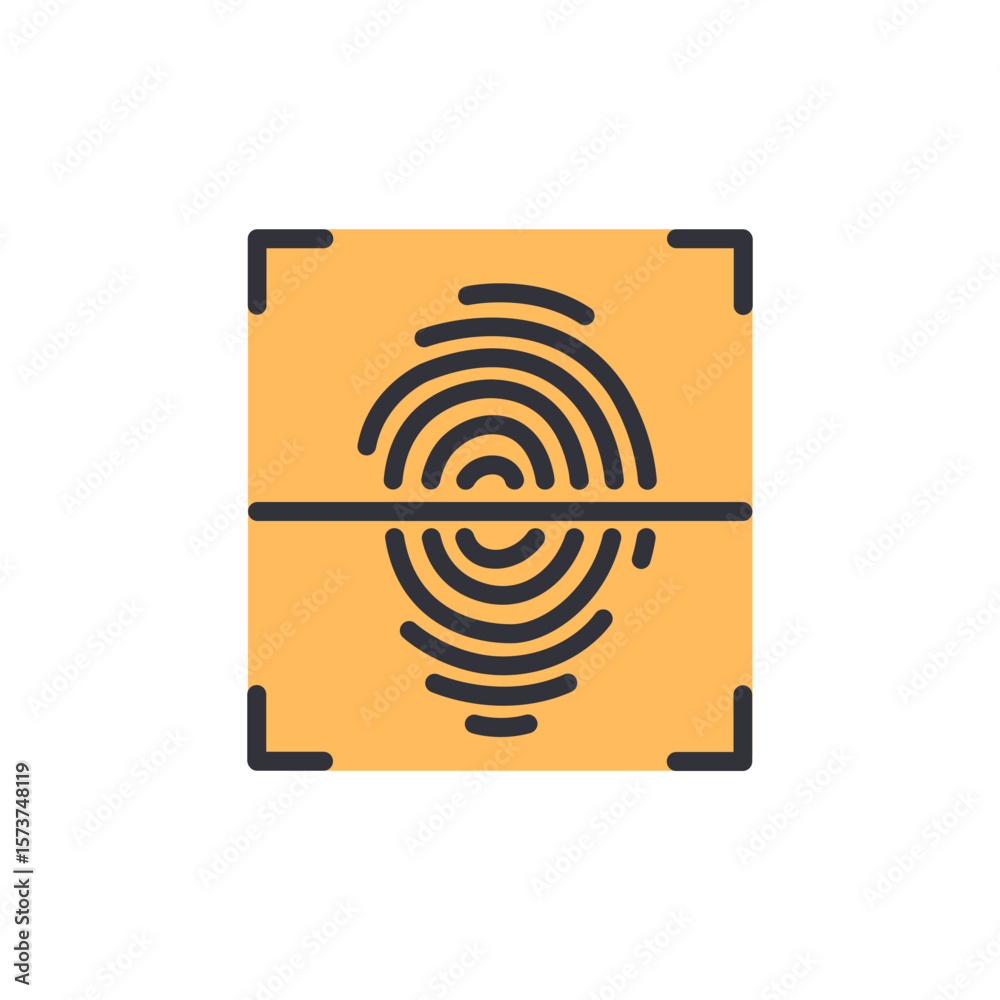 Poster fingerprint recognition system with square border on transparent layout