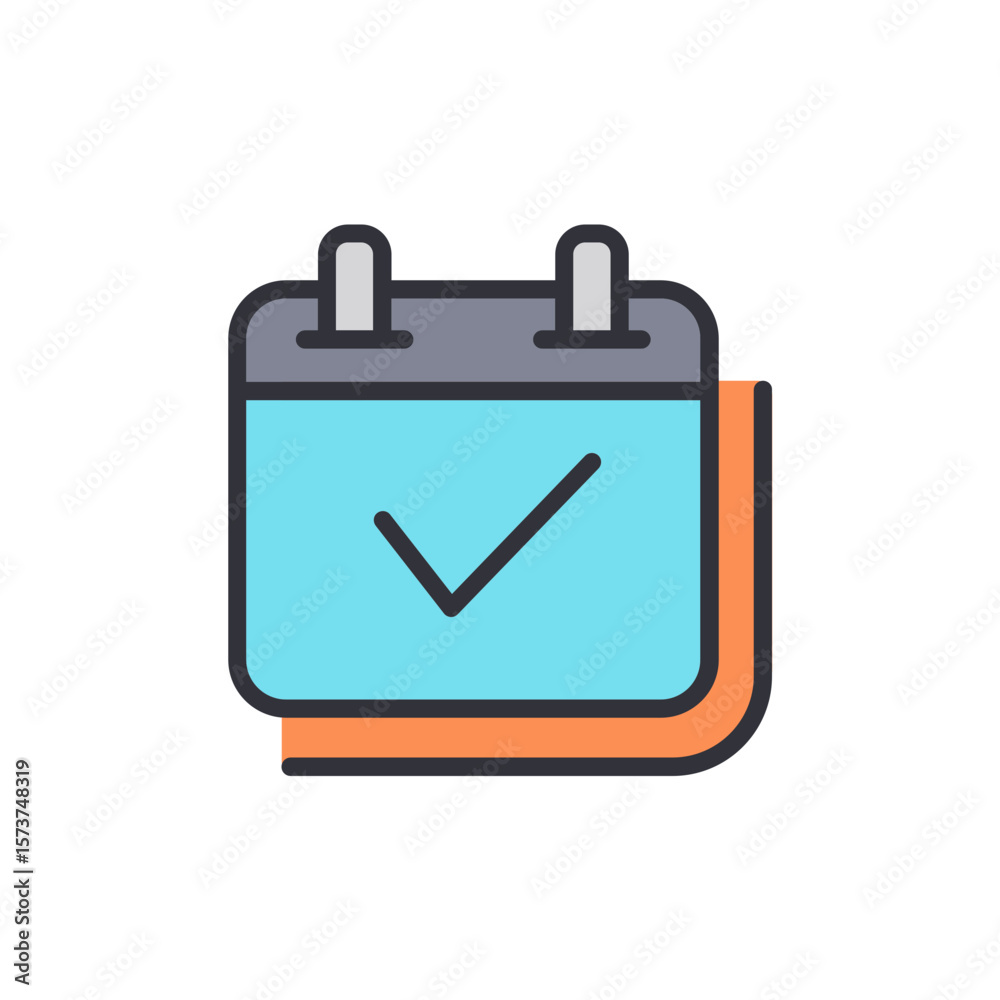 Poster calendar icon illustrating task completion and scheduling reminders
