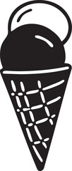 Dripping Ice Cream Cone Illustration with Sprinkles in Monochrome Style, Capturing Sweetness and Summer Indulgence.
