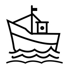 fishing boat silhouette icon design template	