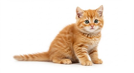 Obraz premium 愛らしい子猫 白い背景で輝く毛並み 穏やかな光. AI Generated